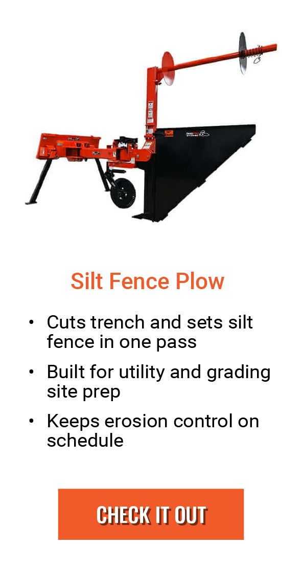 Silt Fence Plow   Cuts trench and sets silt fence in one pass   Built for utility and grading site prep   Keeps erosion control on schedule - Check It Out